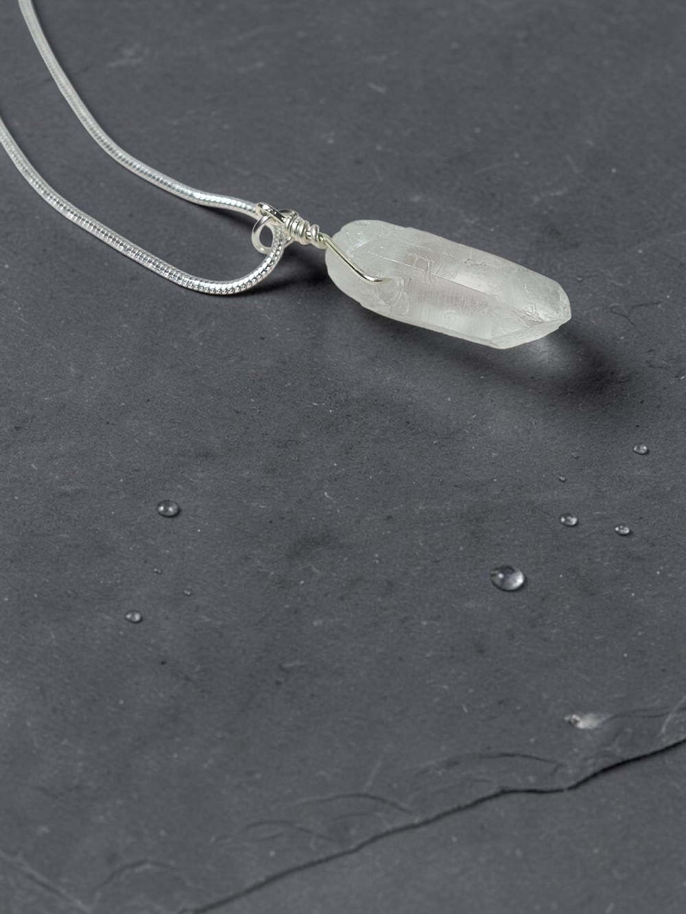 Clear Crystal Point Pendant Necklace - Women Jewelry
